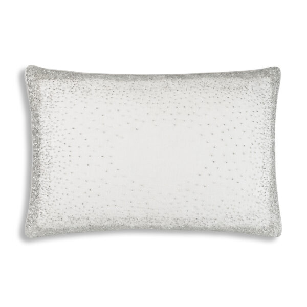 IVORY LUREX PILLOW WITH SILVER HAND BEADING