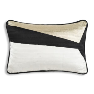 BLACK GOLD AND IVORY EMBROIDERED PILLOW 14X20