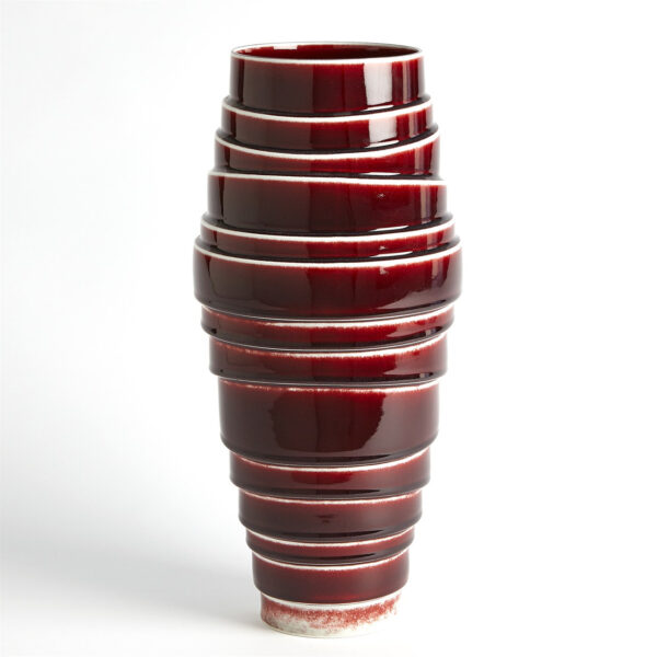 LAYERED VASE-OXBLOOD-TALL