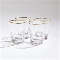 S/4 HAMMERED DOF GLASSES-CLEAR W/GOLD R