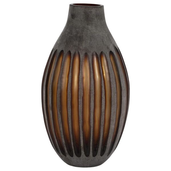 17" ABBOT LARGE GREY GLASS VASE