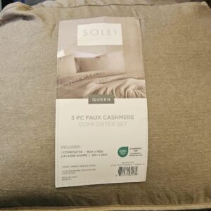 SOLEI QUEEN 3 PC FAUX CASHMERE COMFORTER SET